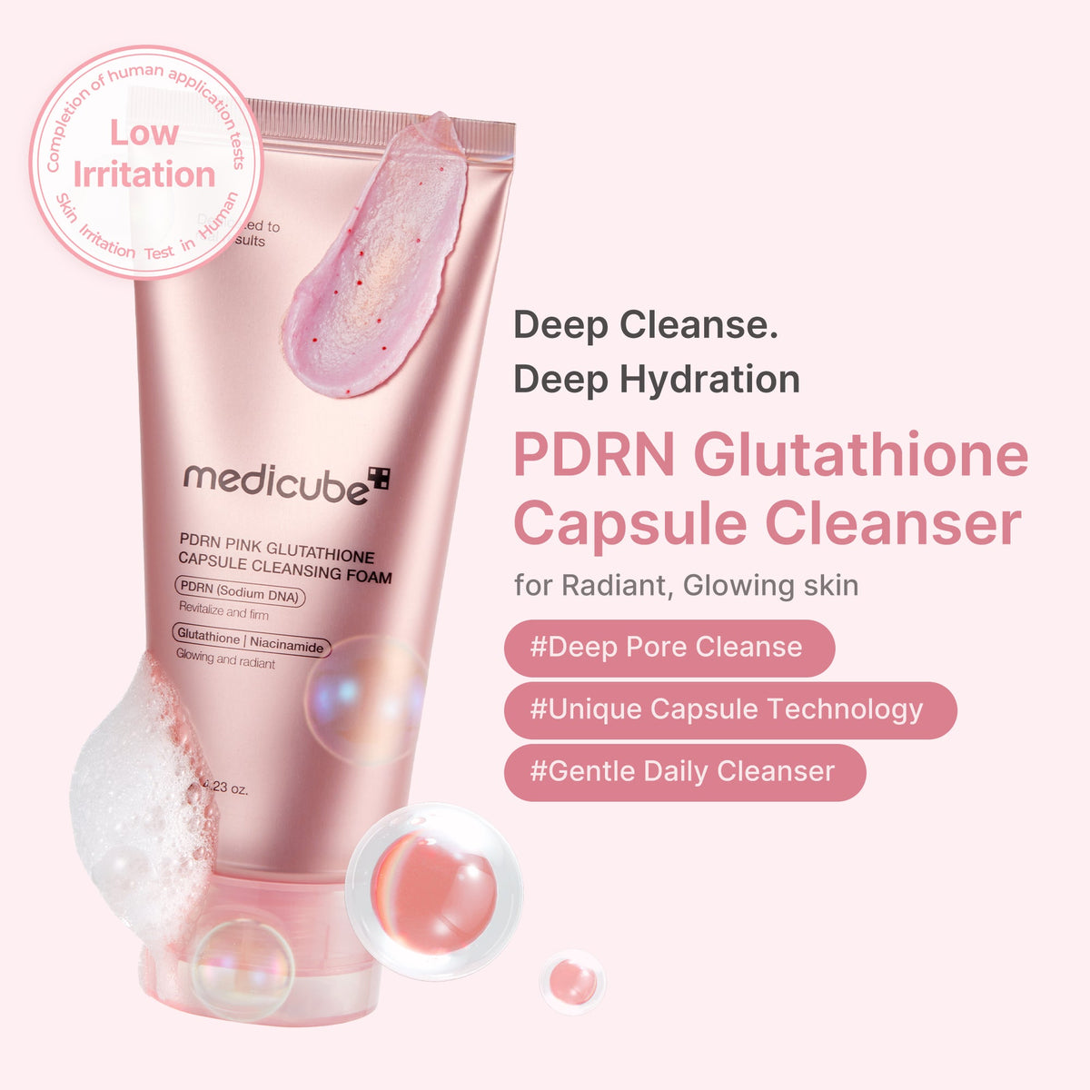 PDRN Pink Glutathione Capsule Foam Cleanser S4